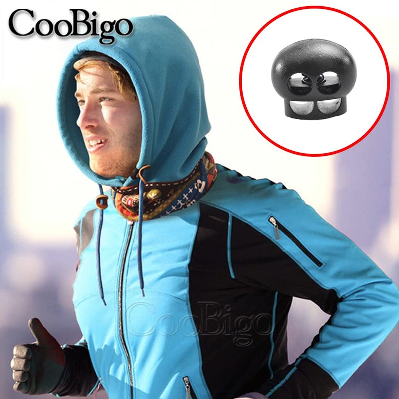 CooBigo 25 قطعة قفل زنبركي نهاية مشبك منزلق مزدوج الفتحة دائري بلاستيكي لأربطة السحب وحبال اللانيرد والبارا كورد والمرونة وحبال الصدمات وحبال الأحذية - Image 4